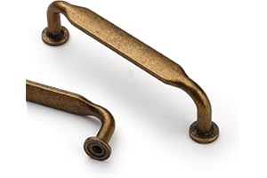 Asidrama 10 Pack 3.75 Inch(96mm) Antique Brass Kitchen Cabinet Handles, Cabinet Pulls Vintage Retro Kitchen Cabinet Hardware 