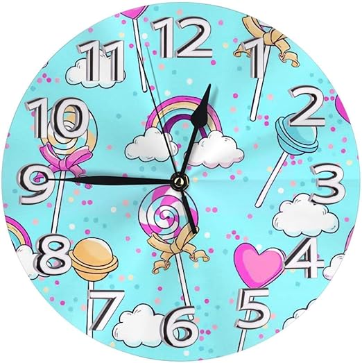 Amazon Co Jp 壁時計 虹雲甘いお菓子 掛け時計 部屋装飾 シンプル おしゃれ 人気 丸形 時計 室内飾り物 静音 連続秒針 新築祝い 結婚 祝い プレゼント インテリア ホーム キッチン