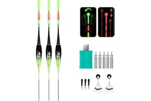 QualyQualy Lighted Slip Bobbers Fishing Floats LED Bobber w/Charger 3pcs Color Change Glow Bobber for Crappie Walleyes Fishing