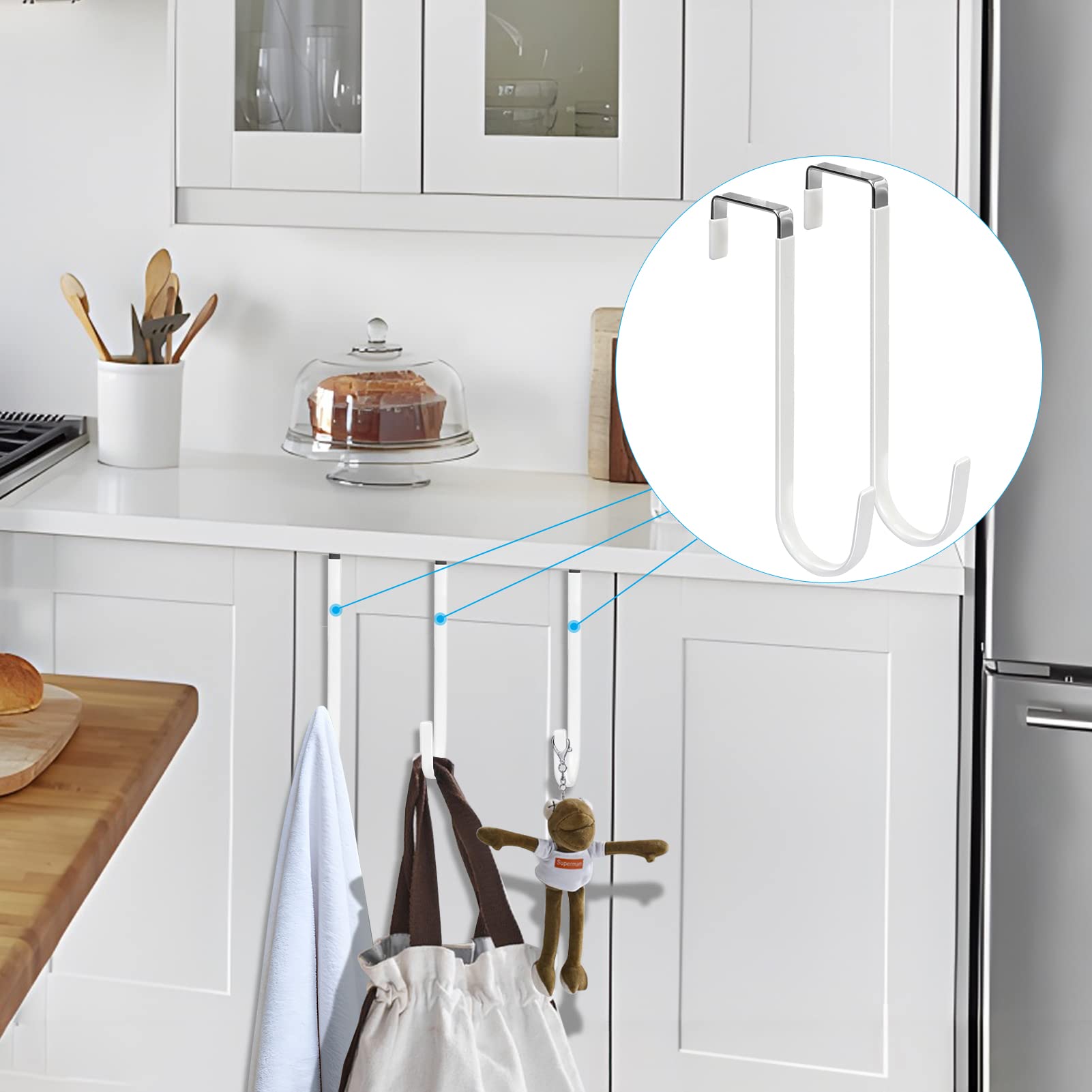 FYY Over The Door Hooks, 6 Pack Upgraded Long Door