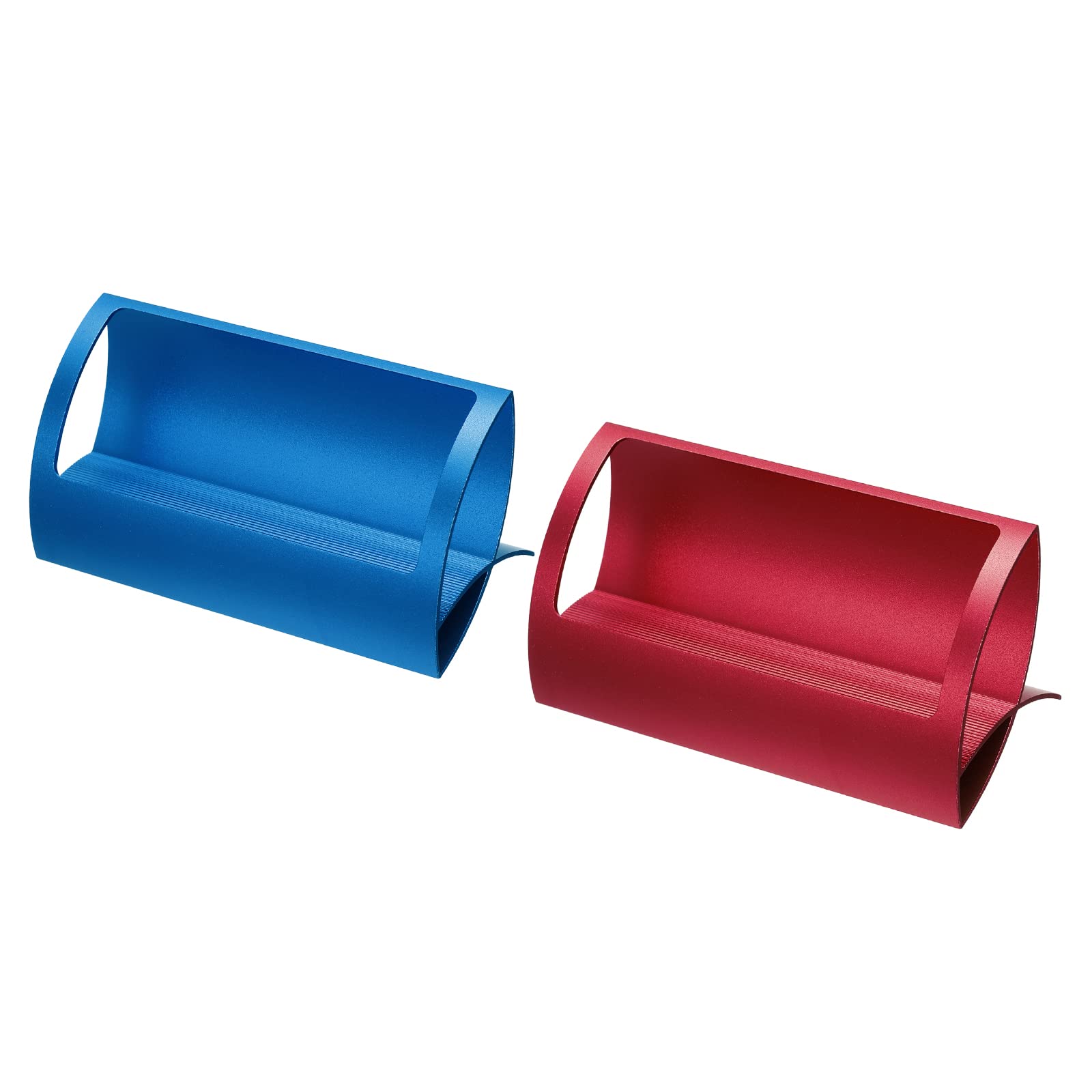 PATIKIL Business Card Holder, 2 Pack Aluminum Name Card Collection Display Stand Organizer for Office Desk, Red, Blue