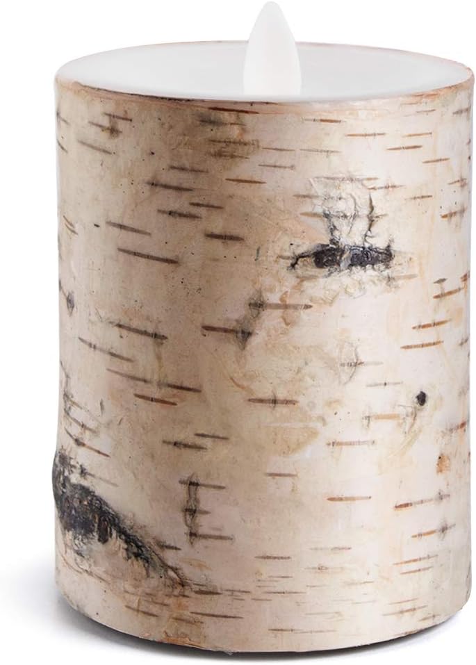 Birch bark flameless Candle Flashing Candle Real Wax Pillar