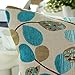 CaliTime Throw Pillow Covers Luxury Chenille Cute Leaves Decorative Cushion Case Shell for Couch Sofa Home 20 X 20 Inches Ecru Teal