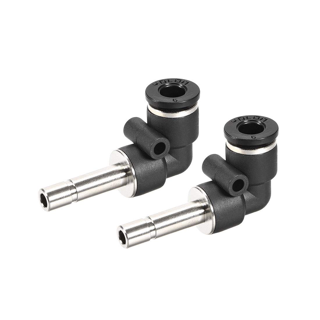 sourcing map Push to Connect Tube Fitting Plug-in Elbow Pneumatic Air Push Fit Lock Fitting 6mm Tube OD X 6mm Tube Stem 2pcs