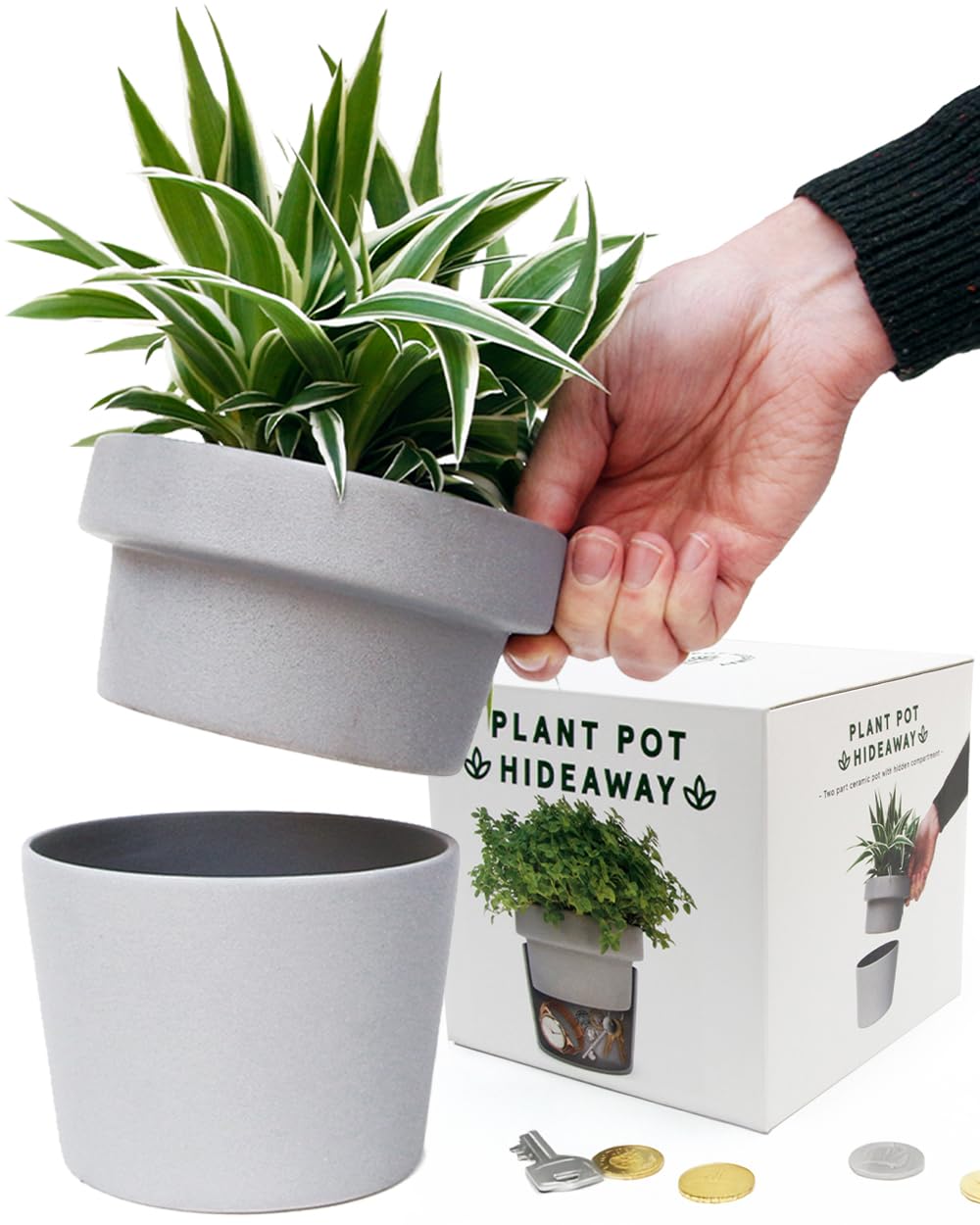 Suck UK Hidden Safe Plant Pot | Secret Stash | Hidden Storage | Gifts For Women | Secret Compartment | Discreet Money Box | Outdoor Indoor Safe Hiding | Plant Pot Key Hider | Gardening Gifts For Her