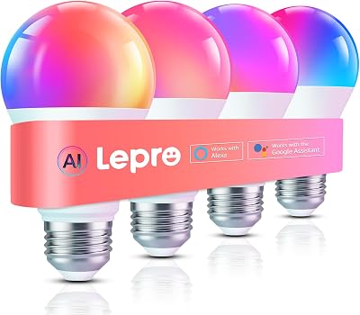 Lepro AI Smart Bulb E27 4 Pack WiFi Colour Changing Echo Alexa Google