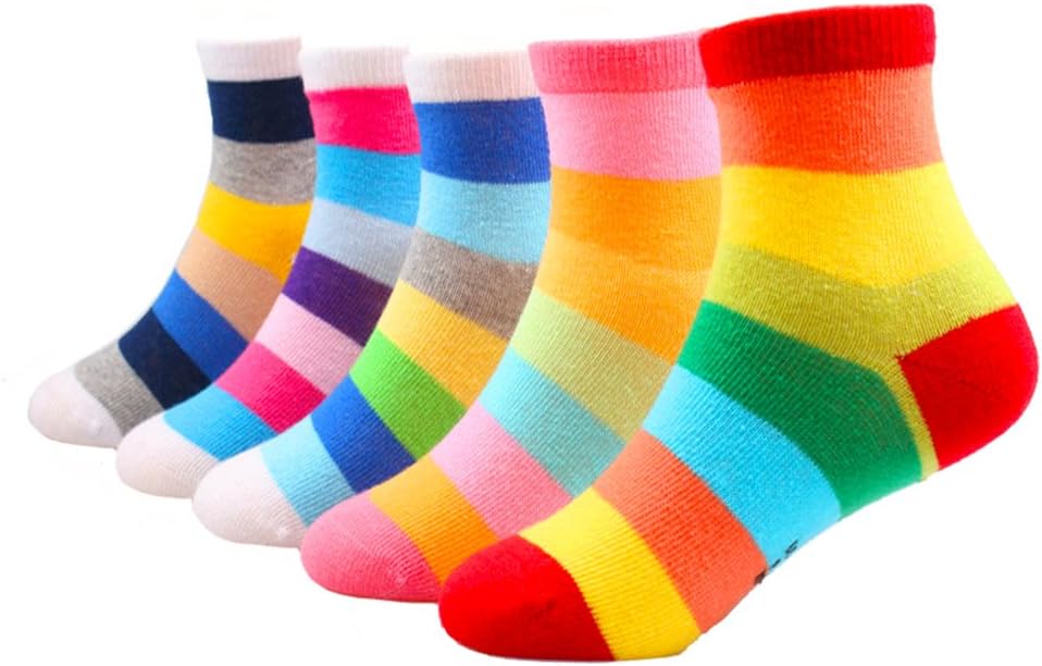 Little Kids Boys Girls Rainbow Multi-colors Crew Socks