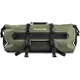Lone Rider Waterproof Duffel Dry Bag 30L - Motorcycle Dustproof Roll Top Tail Backpack for Camping Kayaking Boat - 600D TPU, Welded Seams, Air Valve, MOLLE Panels, Quick-Release Straps - Olive Green