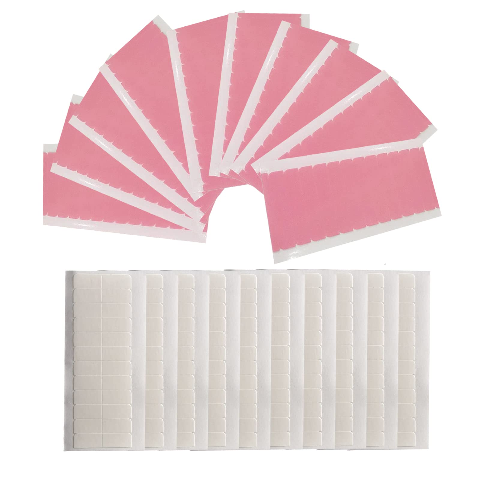 Hair Extension Tape Tabs - 240 Pcs Double Sided Adhesive Human Hair Tape Waterproof Wig Tape and Toupee Tape for Replacement (White+Pink, 4 x 0.8 cm)