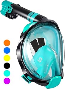 WSTOO Full Face Snorkel Mask,Advanced Safety Breathing System Allows You to Breathe More Fresh Air While Snorkeling,180 Panoramic Anti Fog Anti Leak Foldable Snorkel Mask for Adult and Kids