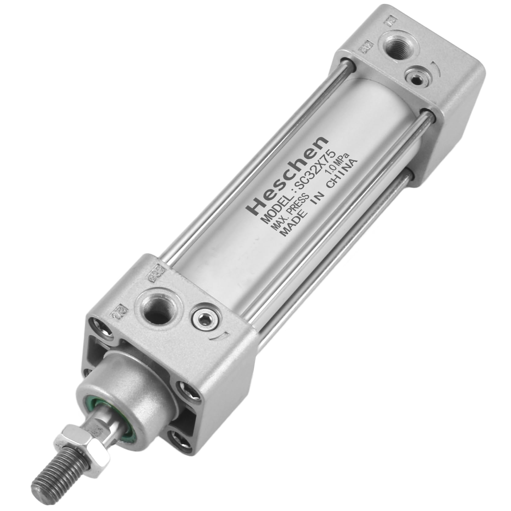 Heschen Pneumatic Standard Cylinder, SC 32-75, PT1/8'' Port, 32mm Bore, 75mm Stroke, Single Rod Double Action