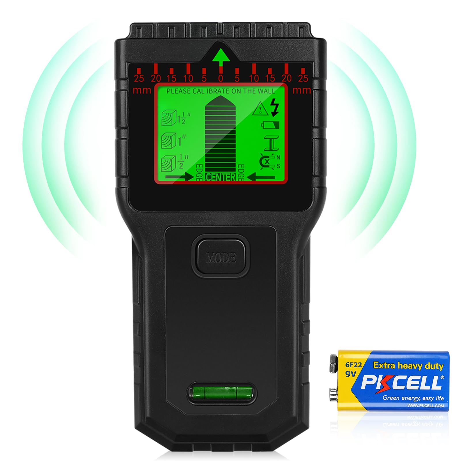 Stud Finder Wall Scanner - 8 in 1 Stud Detector with LCD Display & Audio Alarm, Wire Detector for Wall Wood AC Wire Metal Studs Cable Joist Pipe Detection (Black)