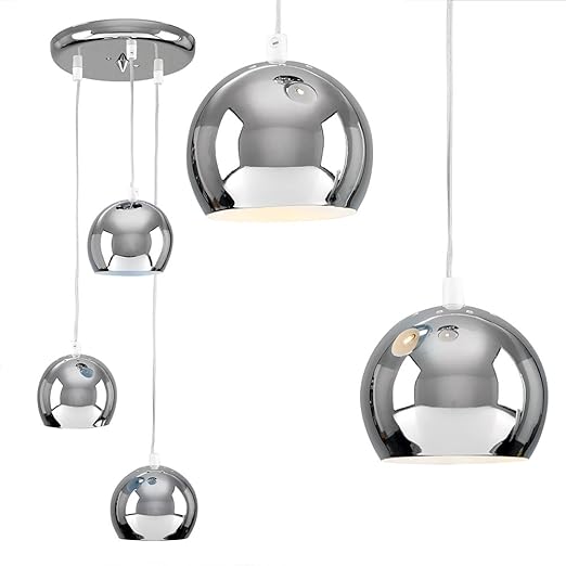 Modern Silver Chrome 3 Way Pendant Ceiling Light Amazon.co.uk Lighting