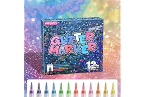 Glitter Marker Pens, Flash Felt-Tip, High Density Sparkle Particles, Art Painting, 12-36 Colors (12 colors)