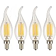 CTKcom 4W Dimmable LED Candelabra Bulb(4 Pack)- E14 Base Antique Candelabra Light Bulb 40W Equivalent Lamp, Warm White 2700K,C35 Flame Shape Bent Tip for Vintage Style