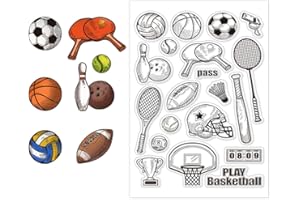 CHGCRAFT Sports Clear Stamps Football Basketball Silicone Stamps for DIY Scrapbooking Photo Album Decorative Cards Making 4.33x6.3 Inch