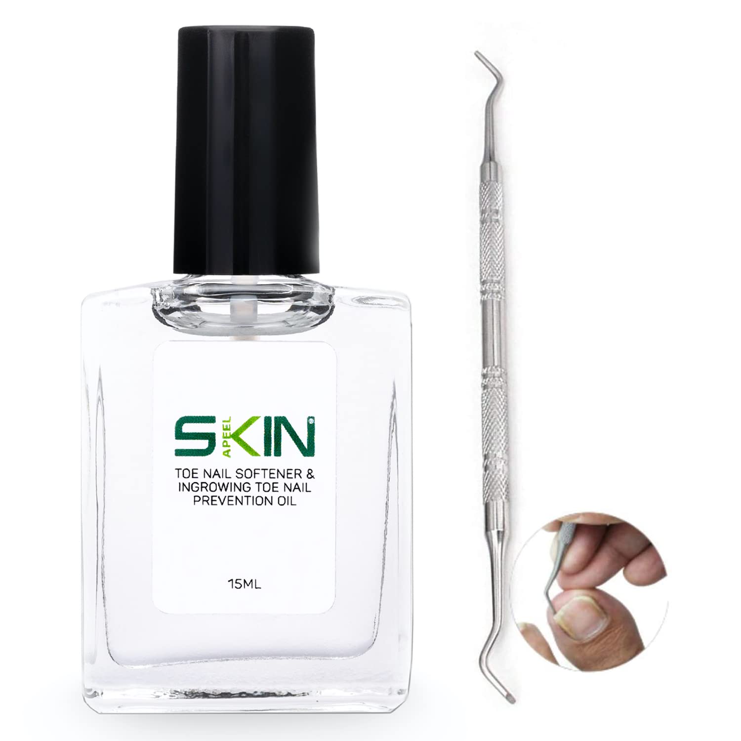 Skinapeel Toe Nail Softener and Ingrown Toenail Treatment Oil - Solution for Hard Thick Cracked Nails Includes Double Ended Corrector Tool