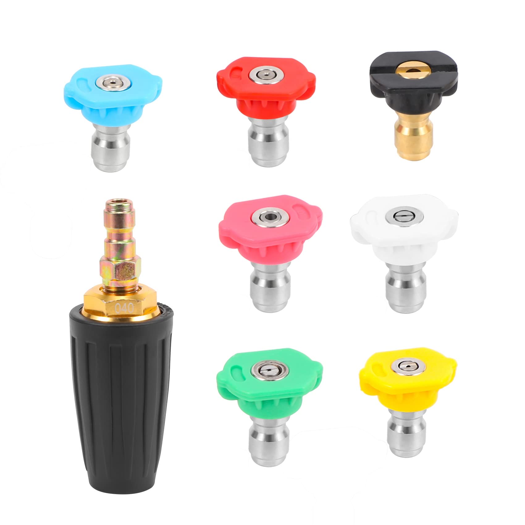 ZDSFSD Turbo Nozzle for Pressure Washer, Rotating Nozzle and 7 Tips, 1/4 Inch Quick Connect, 4000 PSI