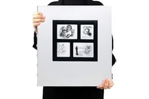 RECUTMS Photo Album Self Adhesive Magnetic DIY Scrapbook 60 Pages 13.3 x 13.4 (Inches) Accommodate 8X10 6X8 5X7 4X6 Photo Wedding Album Memory Book (White)