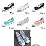 WYHUI Women Casual Canvas Work Flats Loafers Slip On Woman's Flats Soft Fashion Boat Shoes Black 38