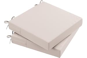 AAAAAcessories Outdoor Seat Cushions for Chairs, Waterproof, Fade-Resistant Patio Furniture Replacement Cushions, 18" x 18" x 2", Set of 2, Khaki Beige