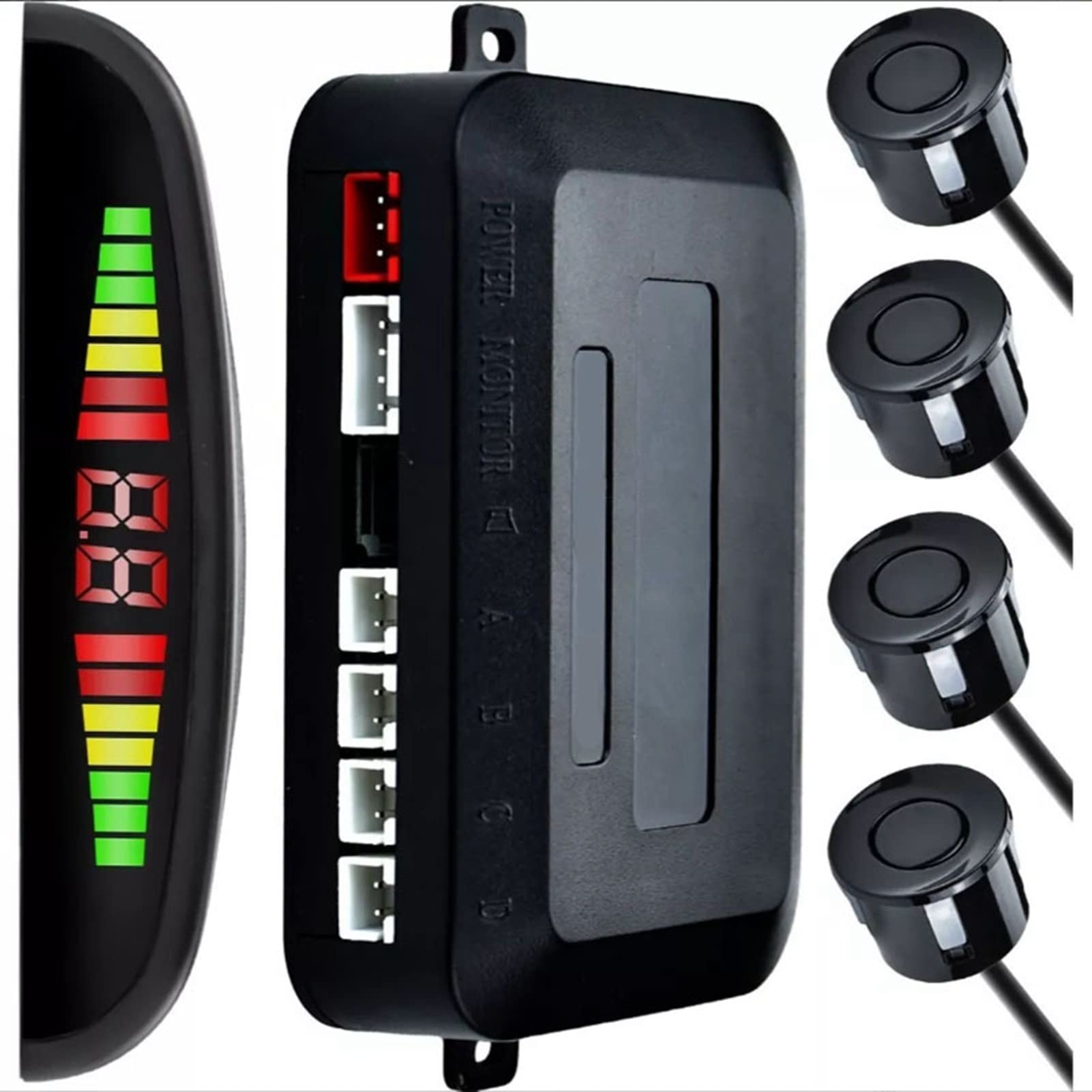 Car Parking Sensor Kit, High Performance Anti-interference Chip Reversing Radar System 4 Probes for Car