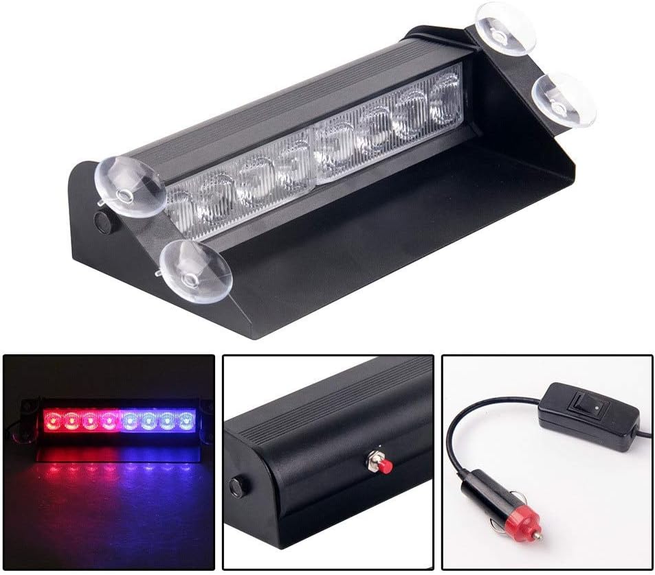 Transporter-Space - 1pcs Car styling Car Led Emergency Dash Strobe Flash Warning Light 12V 8 Led Flashing Lights Red Blue White Amber Police lights