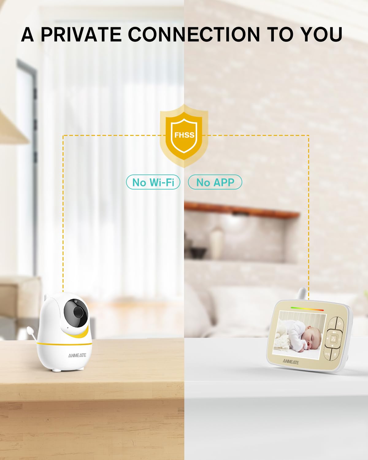 ANMEATE Baby Monitor with Remote PanTiltZoom Camera, 3.5” Large