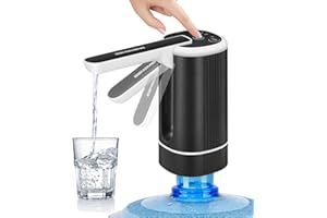 BANGMENG 5 Gallon Water Dispenser Electric Water Jug Dispenser Portable Drinking Water Pump for 2-5 Gal Bottle USB Rechargeable (Black)
