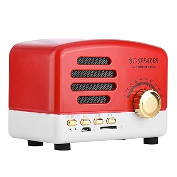 Mugast Altavoz inalámbrico Bluetooth Altavoz Vintage Retro Portátil Bajo Estereo Radio FM Soporte Tarjeta TF/USB (Rojo): Amazon.es: Electrónica