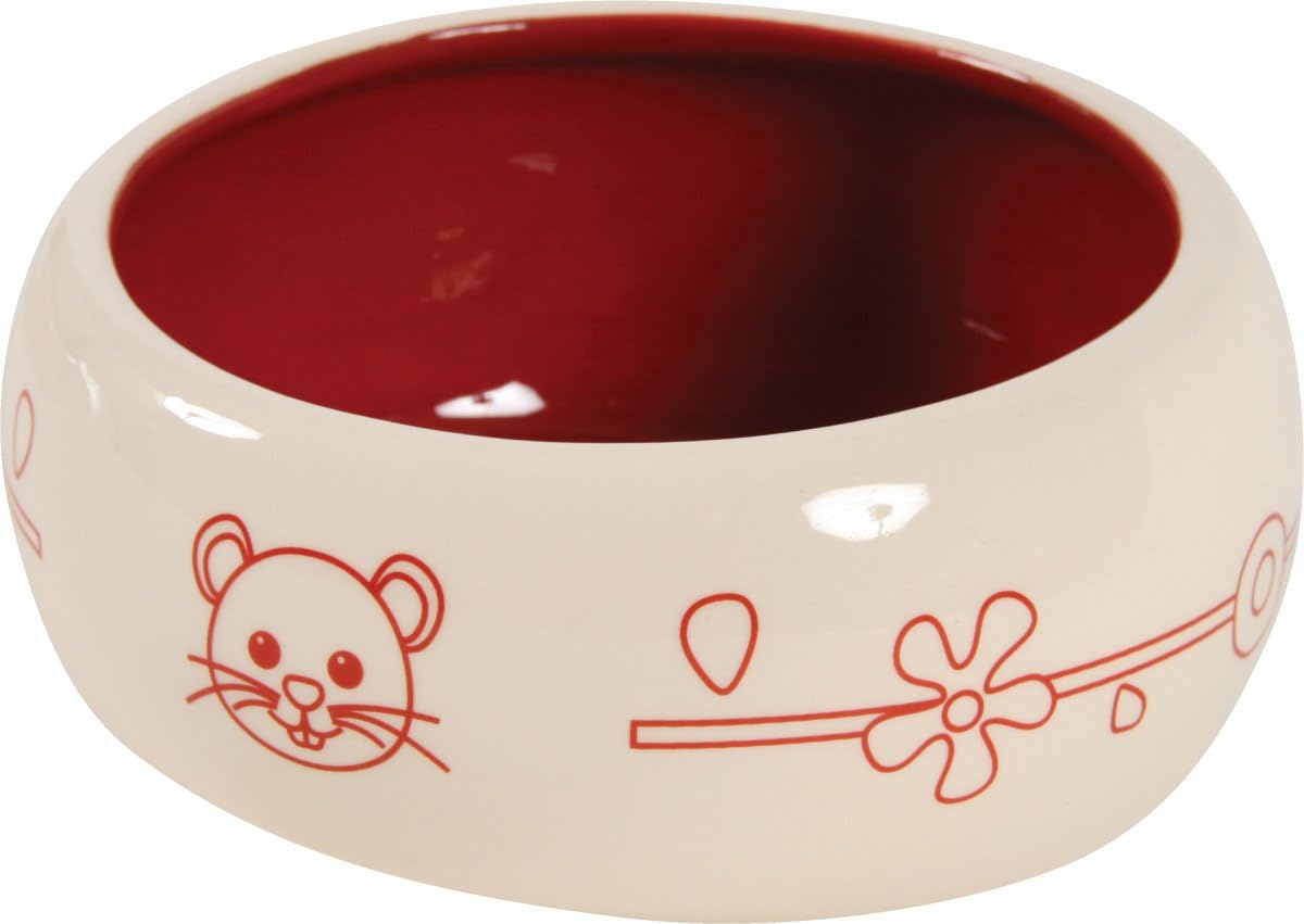 Zolux Rodent Anti-Tip Feeding Bowl Ceramic 700 ml, Red