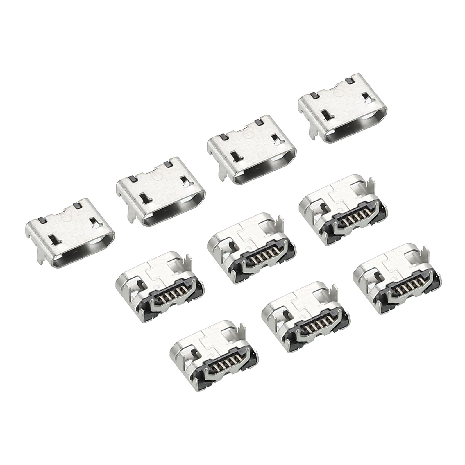 PATIKIL Micro USB Type B Connector 5Pins Female Plug Socket 90 Degree 5.6x7.5x3.4mm for Circuit Boards PCB Board Digital Devices Pack of 10
