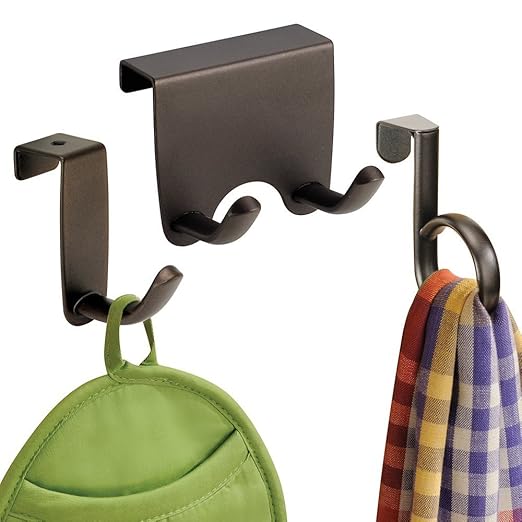 mDesign Over The Kitchen Dish Towel Storage Hooks Pack of 3