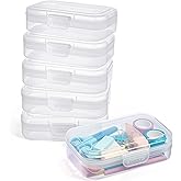 Sooez 6 Pack Pencil Box, Plastic Pencil Case Holder with Latch, Clear Crayon Box Marker Organizer, Large Craft Storage Boxes, Stackable Storage Containers for Art School Supplies