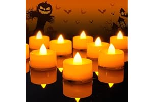 Amagic Halloween Orange LED Tea Lights Candles, 24 Pack Battery Operated Flameless Tea Lights, Long Lasting Colored Tealights Candles for Christmas, Holiday Decor, Theme Party, Table Decor