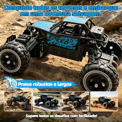 Carro de controle remoto off-road, recarregável, para todos os tipos de terreno, com faróis, brinquedo infantil para atividades ao ar livre, adequado para meninos e meninas de 6 a 12 anos.