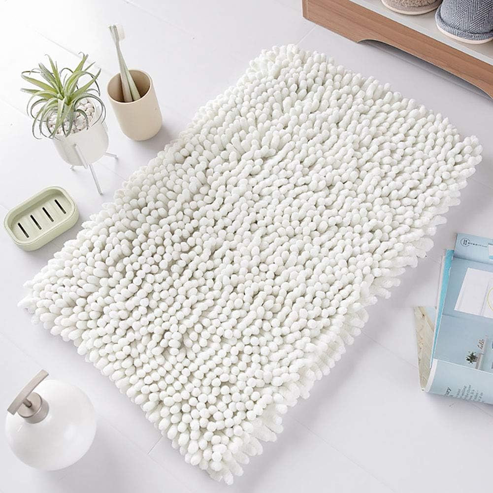 Extra Soft Chenille Shag Bathroom Rugs, Non Slip Absorbent