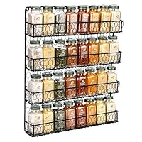 Spice Rack Wall Mounted Spice Rack Organizer Chicken Wire Rural Style Spice Organizer Spice Rack Wall Mount ... (4 tier Black Spice Rack)