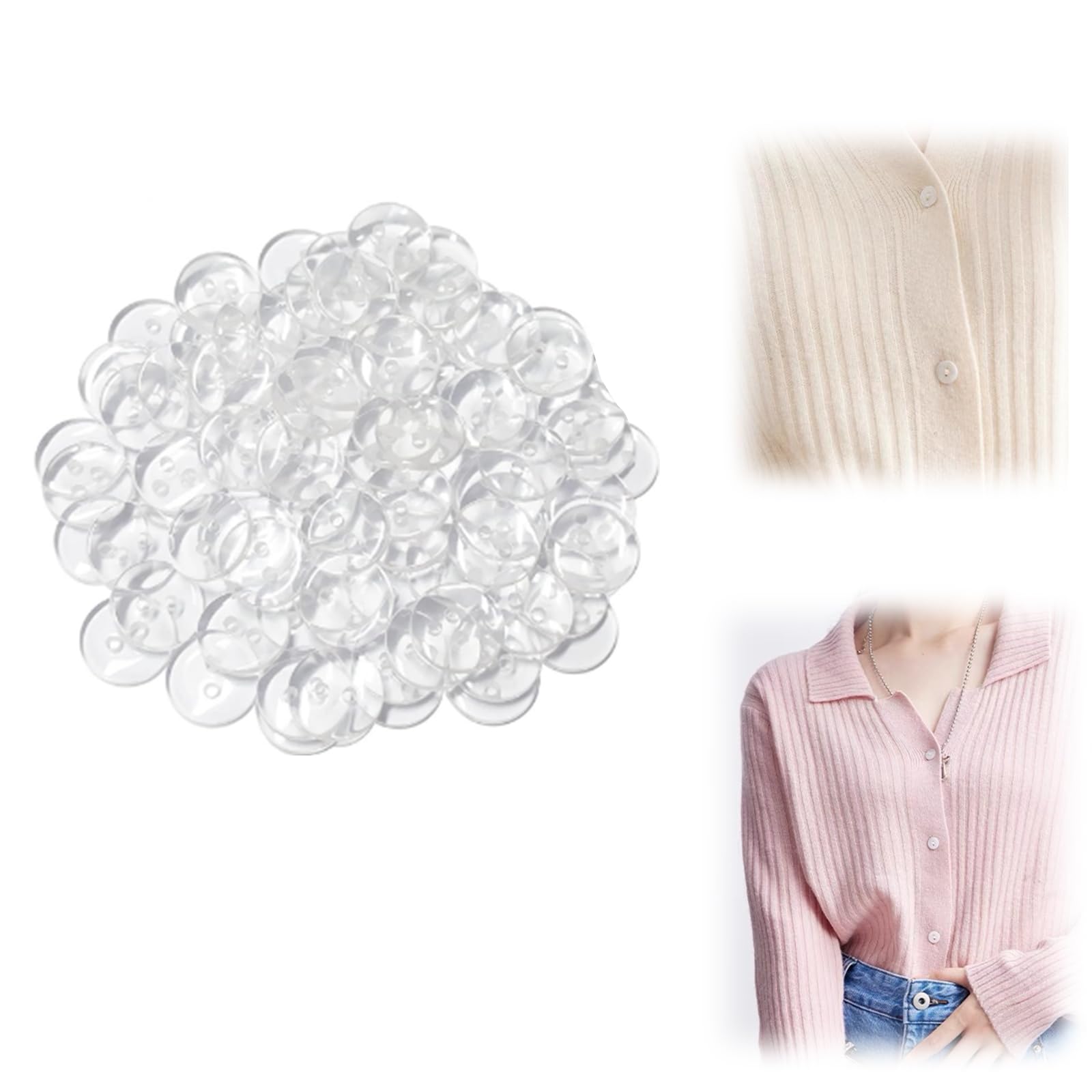 PLATEYTR 160 Buttons, Sewing Buttons, 6 Sizes Handmade Buttons, Sewing Craft Buttons for Sewing Knitting Crafts DIY Crafts (2 Holes)