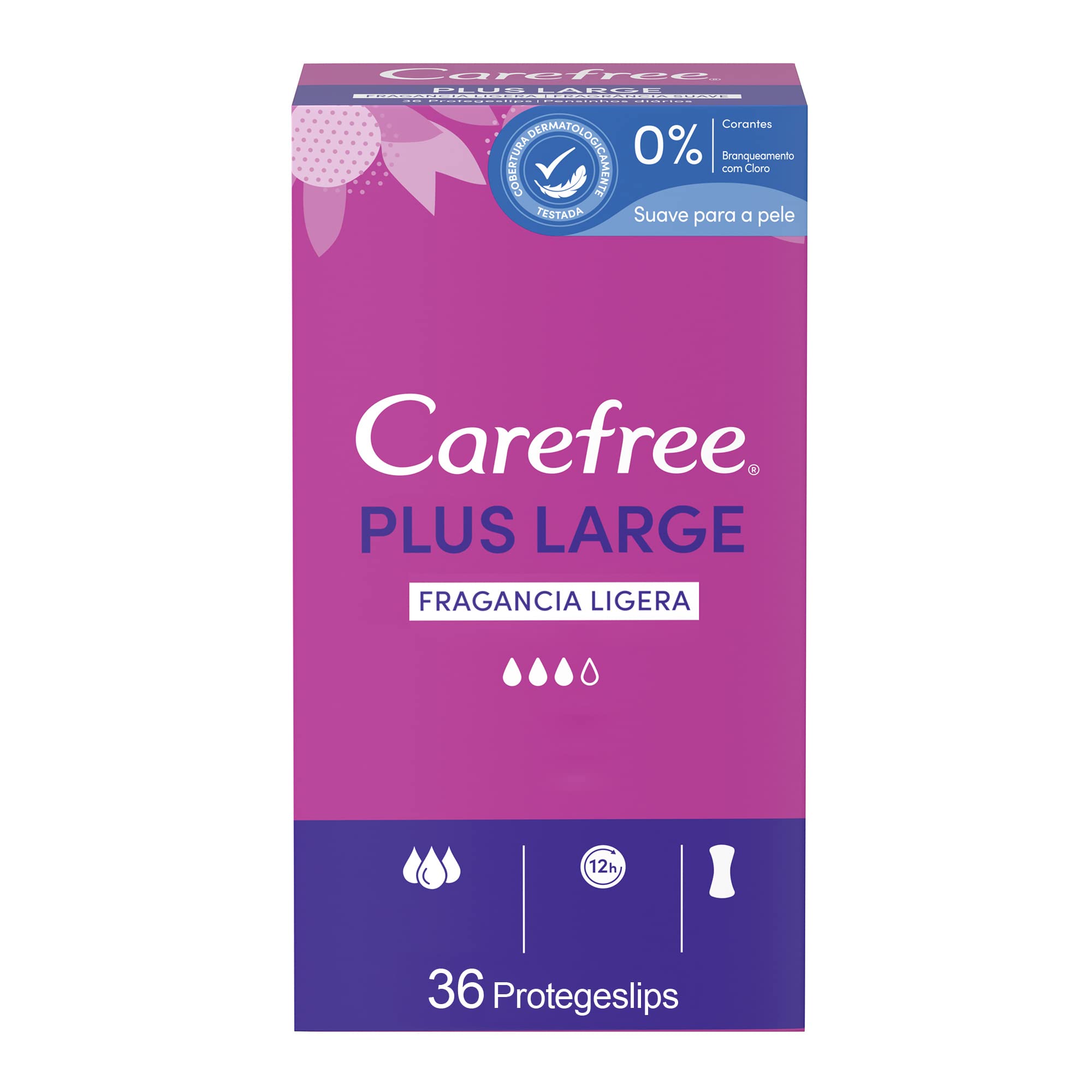 Carefree Plus Large Light Fragrance Pantyliners (36 Pack), Protects Absorbent and Breathable Daily Use, Protects Large Size Briefs with Odor Protection