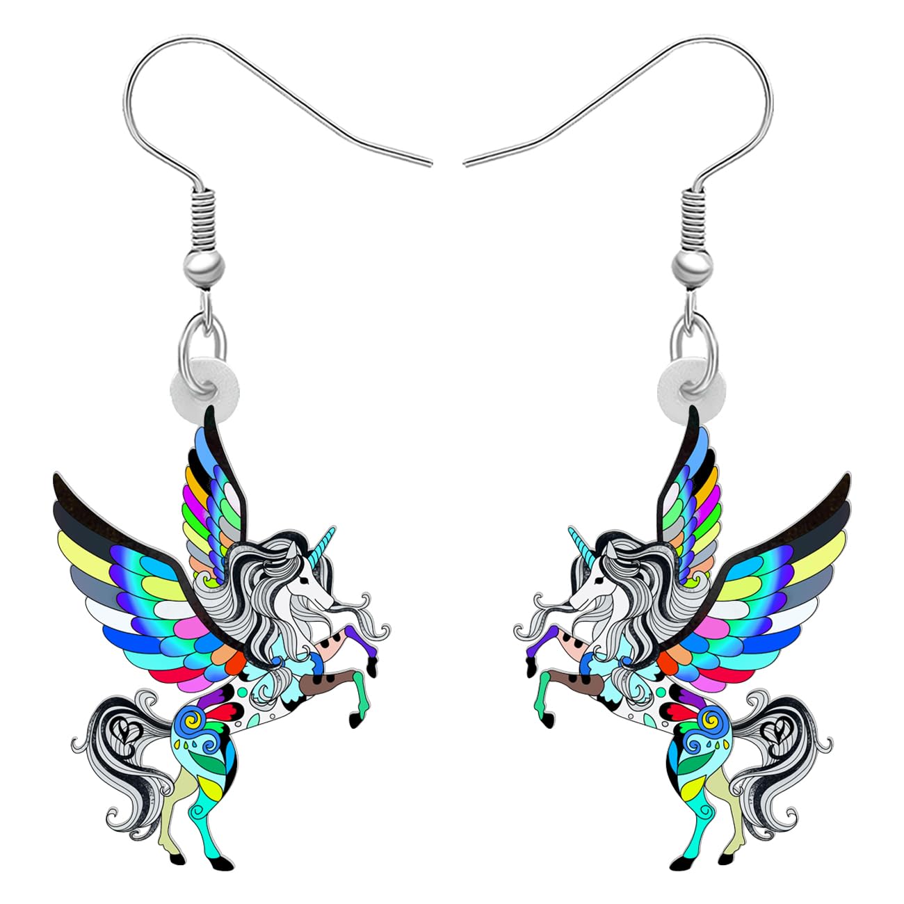 TIZURO Acrylic Floral Cute Unicorn Earrings Fantasy Myths Animals Dangle Novelty Jewellry For Women Rainbow Unicorn Lovers Charms Party Gifts (Multi)
