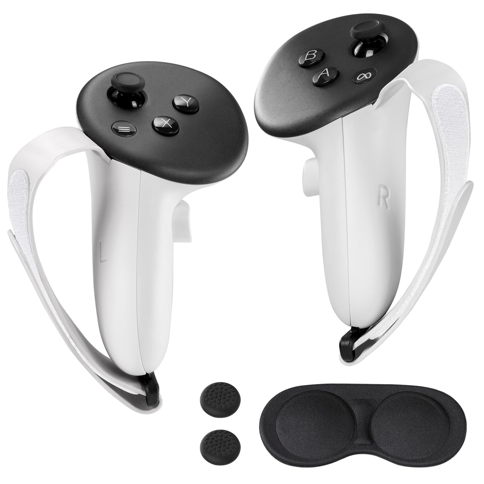 CoBak Controller Grips for Meta Quest 3s and Quest 3, Adjustable Knuckle Straps Accessories for Touch Plus Controllers, White