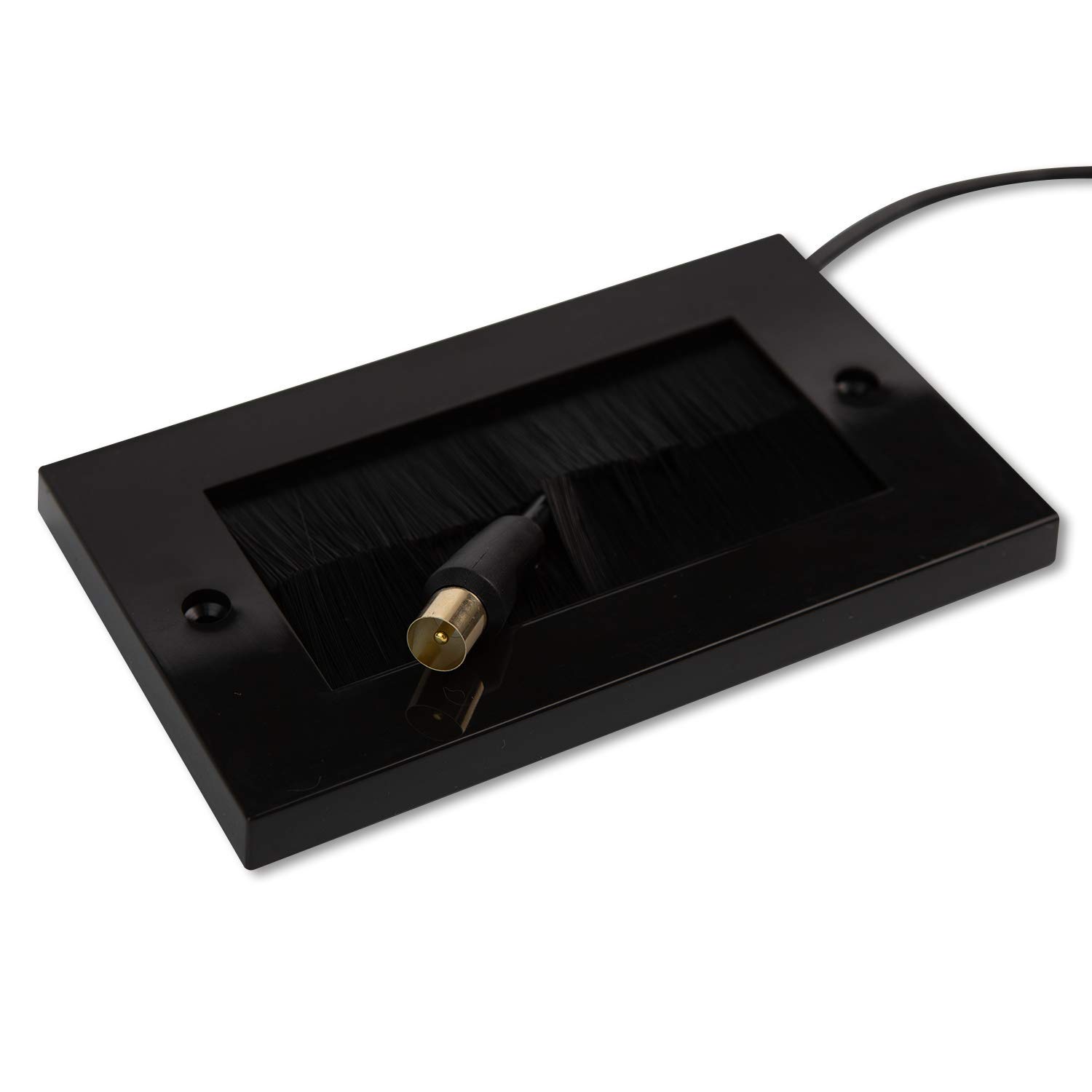 G-PLUG Cable Pass Through Wall Plate Faceplate with Brush – Black Double Gang Cover for HDMI, TV, Ethernet, Speaker Wires – Easy to Install, Clean Cable Management Solution