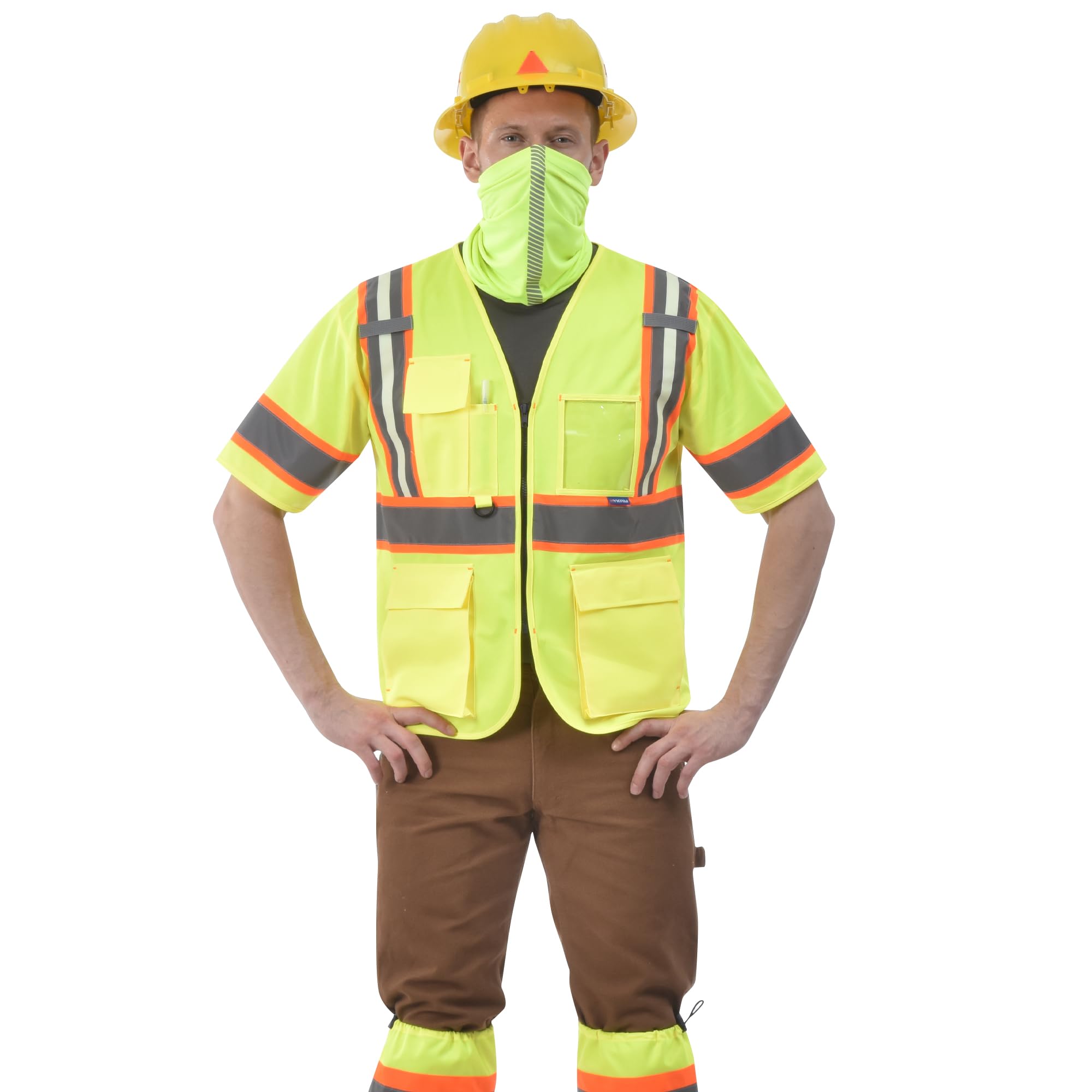 High vis safety vest 4xl 5xl Class 3 Two Tone Hi Vis short sleeve Glow Vest big and tall Image