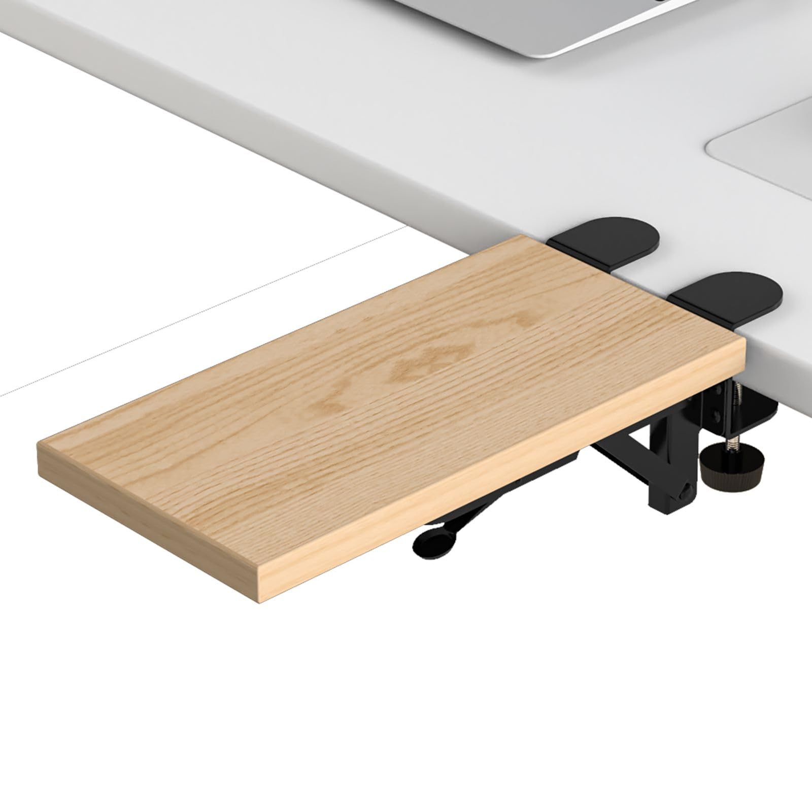 Photo 1 of OUGIC Ergonomic Desk Extension Tray, 30 x 15 cm, Clamp Without Perforation, Foldable Keyboard Drawer Tray, Wrist Rest, Computer Stand