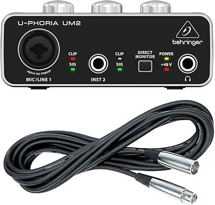 Amazon Com Behringer Um2 Plus Xlr Mic Cable U Phoria Audio Interface Xenyx Mic Preamp Musical Instruments