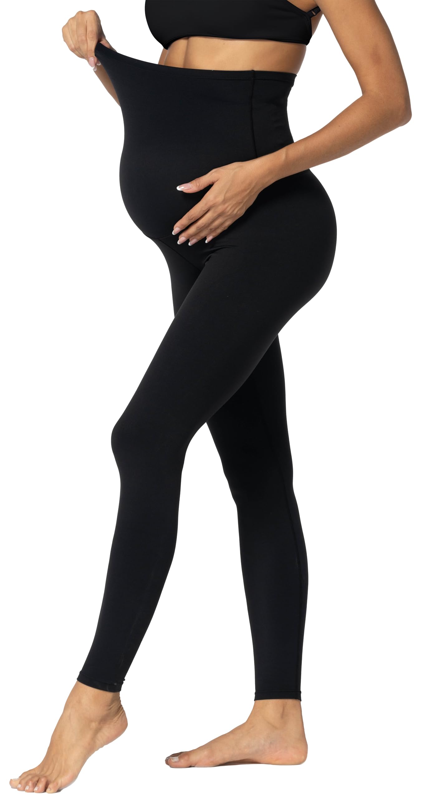 Photo 1 of Sunzel Sunzfly Maternity Leggings for Women Over The Belly Buttery Soft Pregnancy Yoga Pants for Autumn Winter Work Out Lounge 7/8 Length 28 Inseam (Black, XX-Large)