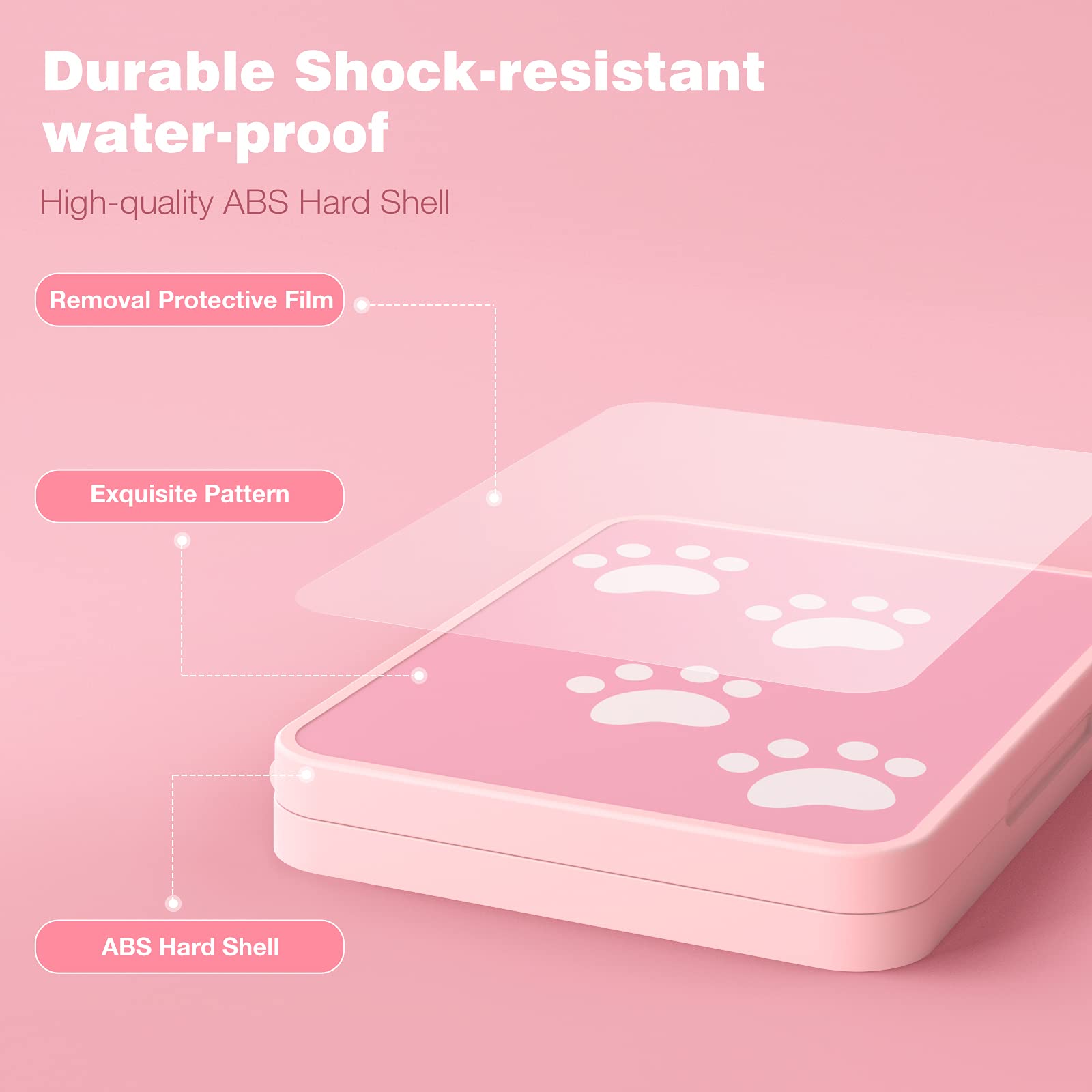 MoKo Switch ゲームカードケース スイッチカードホルダー カートリッジスロット16個付き オーガナイザー 耐衝撃 防水 カードホルダー 傷防止 キャリー収納ボックス Nintendo Switchゲームカード用 ピンクキャット