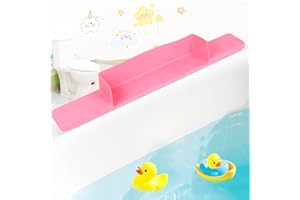 AQQWXYQ Longer Bathtub Splash Guard for Tub Kids, Silicone Water Splash Guard with Hand Support, Extra Play Area for Kids' Bath, Toy Tray Caddy Holder, Prevent Water Spills in Bathroom