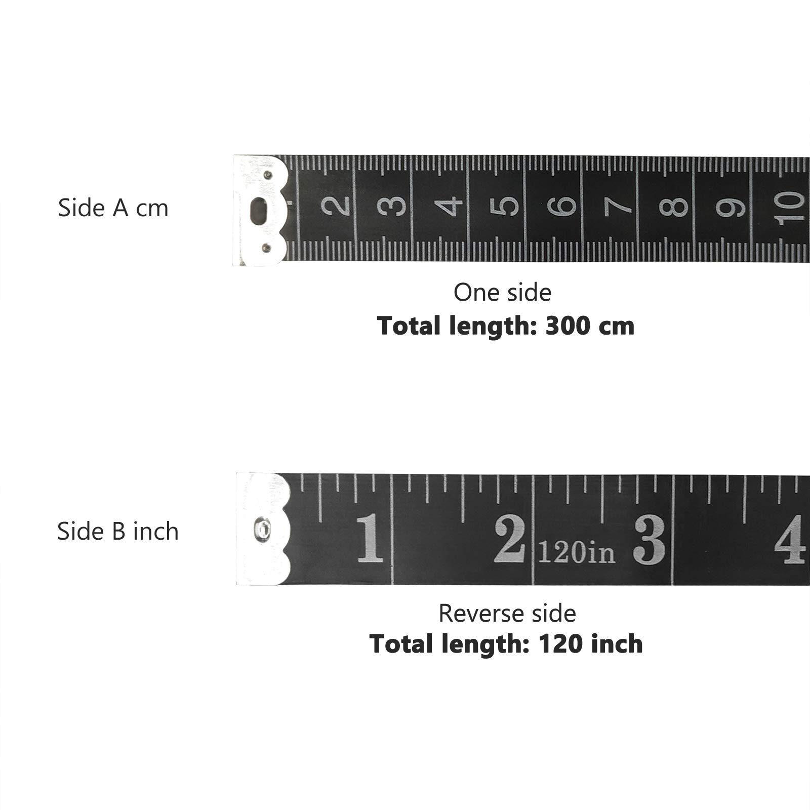 GDMINLO 2 Pack Sewing Tape Measure120Inch/300cmDouble-Scale Soft Tape Measuring Body Weight Loss Medical Body Measurement Sewing Tailor Cloth Ruler Dressmaker Flexible Ruler Tape Measure (Black)